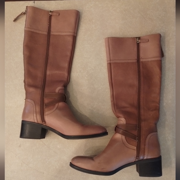 Franco Sarto Lapis brown leather zip up tall boots - Picture 4 of 16